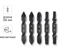 Набор бит для шуруповерта RAGE By VIRA магнитные двухсторонние 5 шт S2 PH1 x PH2 PZ1 x PZ2 PH3хPZ3 Tx25 x Tx30 Hex4 x Hex5 50 мм 554176