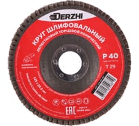 Круг лепестковый торцевой тип T29 (конический) 125x22.2 мм, P40, 3 шт DERZHI 125-29-40-3