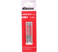 Набор бит для шуруповерта, дрели, отвертки PH2, 70 мм, намагниченные, S2, 2 шт DERZHI 3020702