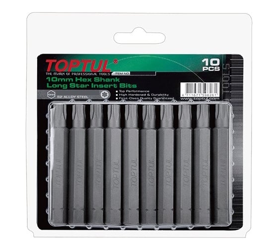 Насадка TORX T27 75 мм, LONG 10 шт, блистер TOPTUL FSEB1227G 1