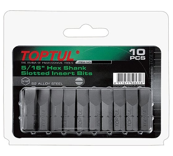 Насадка шлицевая 1.2x6.5x30 м, 5/16", 10 шт, блистер TOPTUL FSAA106EG