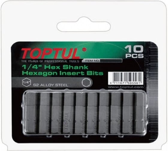 Насадка шестигранник 6 мм, 1/4", 10 шт, блистер TOPTUL FSDA0806G 1