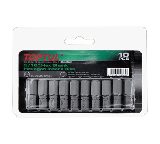 Насадка шестигранник 5 мм, 5/16", 10 шт, блистер TOPTUL FSDA1005G 1