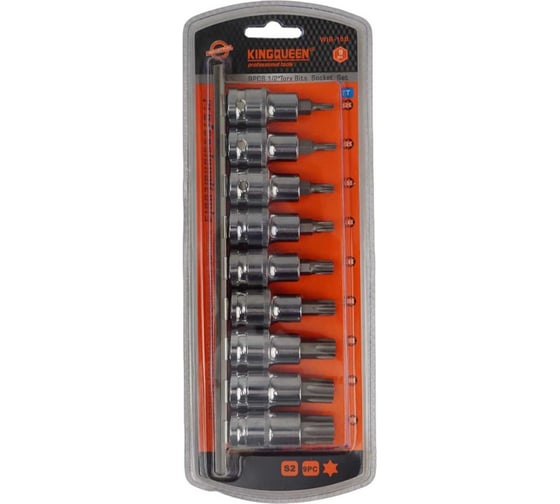 Набор бит TORX 1/2"DR, 9 шт KINGQUEEN WIB-10B