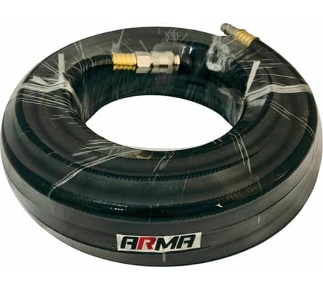 Шланг черный резиновый армированный с быстросъемными соединениями Профи 9.5x17 мм, 25 м ARMA 9,5*17*25M
