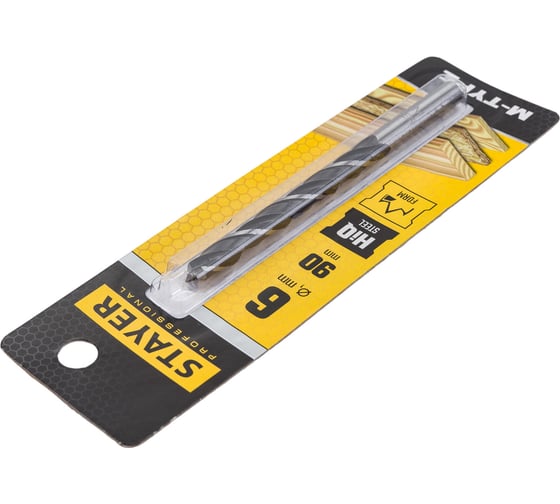 Сверло спиральное по дереву М-образная заточка M-type Professional (6х90х50 мм; HCS) Stayer 2942-090-06_z02