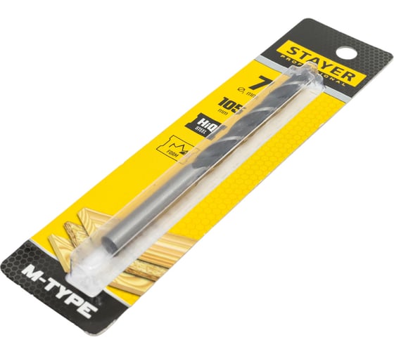 Сверло спиральное по дереву М-образная заточка M-type Professional (7х105х75 мм; HCS) Stayer 2942-105-07_z02