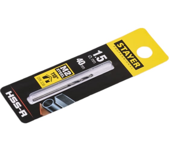Сверло по металлу DIN 338 Professional (1.5х40х18 мм; HSS-R; М2) Stayer 29602-1.5