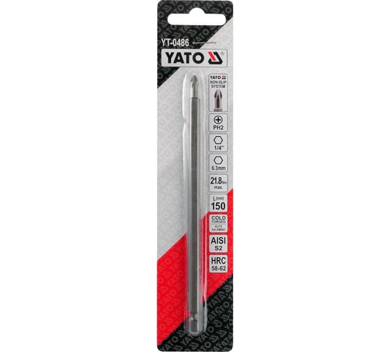 Бита YATO 1/4 150мм PH2 YT-0486 36140486 092 1