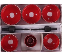 Набор коронок по дереву 7 шт, 22-67 мм, 2 адаптера DERZHI 8305-002