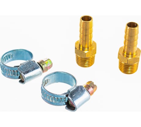 Штуцер пневматический наружная резьба 1/4- елочка 8 мм, 2 шт. + хомуты ROCKFORCE RF-MH04/05 RF-MH04/05(1880)