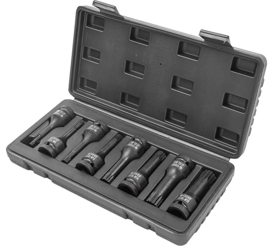 Набор головок-бит ударных SPLINE 1/2''DR, 8-предметов M5, M6, M8, M10, M12, M14, M16, M18, в кейсе F-40811MPB Forsage 54598