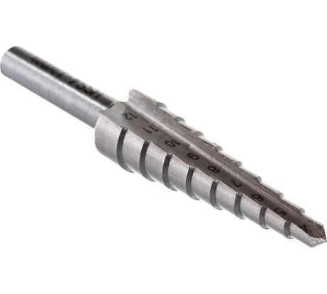 Ступенчатое сверло по металлу Курс HSS 9 ступеней 4-12 мм 36401