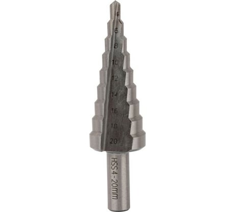 Ступенчатое сверло по металлу Курс HSS 9 ступеней 4-20 мм 36402