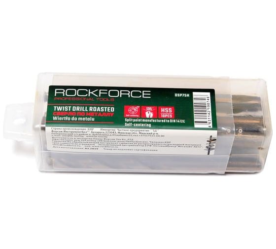 Сверло по металлу (10 шт; 3 мм; HSS-Co; пластиковый футляр) ROCKFORCE RF-DSP30H(29186)
