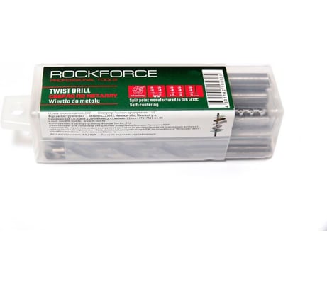 Сверло по металлу (10 шт; 6.0 мм; HSS; пластиковый футляр) ROCKFORCE RF-DSP60(29201)