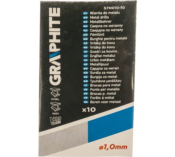 Сверла по металлу (10 шт; 1 мм; HSS-Co) GRAPHITE 57H010-10