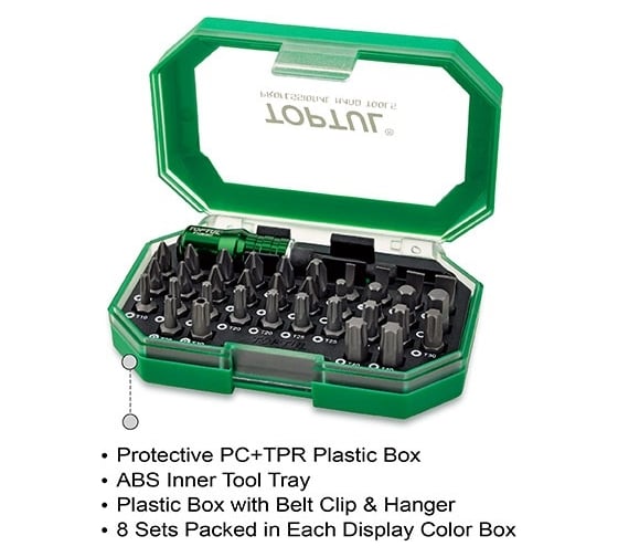 Набор бит 1/4" 35 шт с магнитным держателем TOPTUL GACW3502