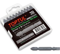 Набор двухсторонних бит PH2хSL6 L65 мм, 10 шт, в пластмассовом боксе TOPTUL GAAW1004