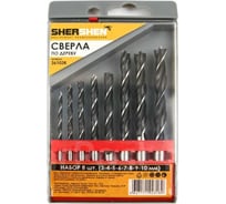 Набор спиральных сверел по дереву 3-4-5-6-7-8-9-10 мм, пластиковый бокс SHERSHEN 36103К