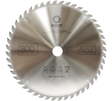 Диск торцовочный с тонким пропилом (300x30x2.6/1.8 мм; Z=48) PROCUT 797.3003048A