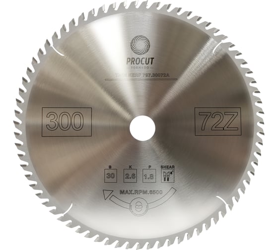 Диск торцовочный с тонким пропилом (300x30x2.6/1.8 мм; Z=72) PROCUT 797.3003072A 1