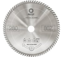 Диск торцовочный с тонким пропилом (260x30x2.4/1.6 мм; Z=80) PROCUT 797.2603080F