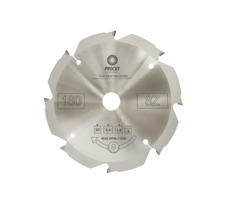 Диск алмазный по фиброцементу с алмазными PCD зубьями (160x20x2.4/1.8 мм; Z=8) PROCUT 795.1602008D