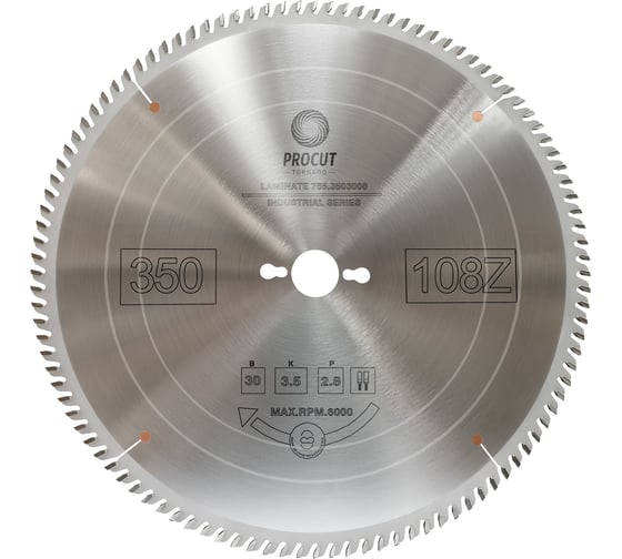 Диск отрезной для ламината и МДФ (350x30x3.5/2.8 мм; Z=108 TFZ) PROCUT 755.3503008 1