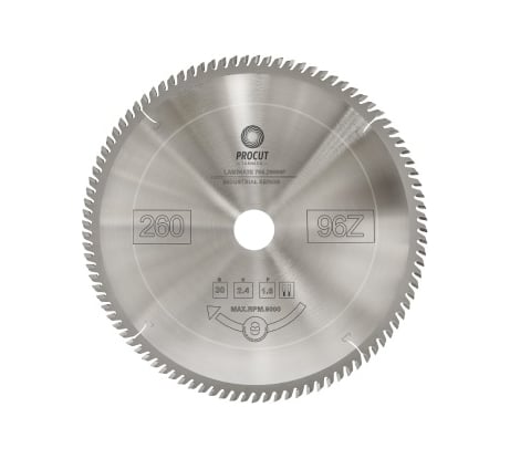 Диск отрезной для ламината и МДФ (260x30x2.4/1.6 мм; Z=96 TFZ) PROCUT 755.2603096F