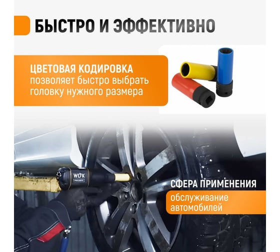 Набор ударных головок тонкостенных (3 шт, 1/2", 17-21 мм) с увеличенным рабочим ресурсом WIEDERKRAFT WDK-703HD