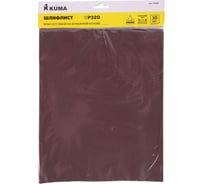 Шлифлист на бумажной основе влагостойкий Р320, 230x280 мм, 10 шт, kuma DERZHI 75695