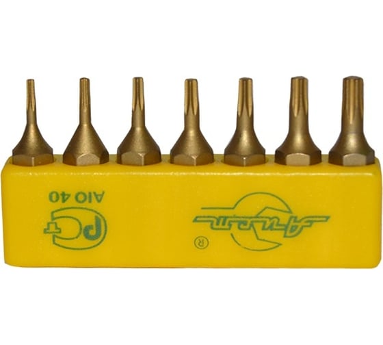 Набор битов TORX T5-T15, 1/4"DR, титановое покрытие, 7 предметов 10108007T-1 AIST 00-00026325 1