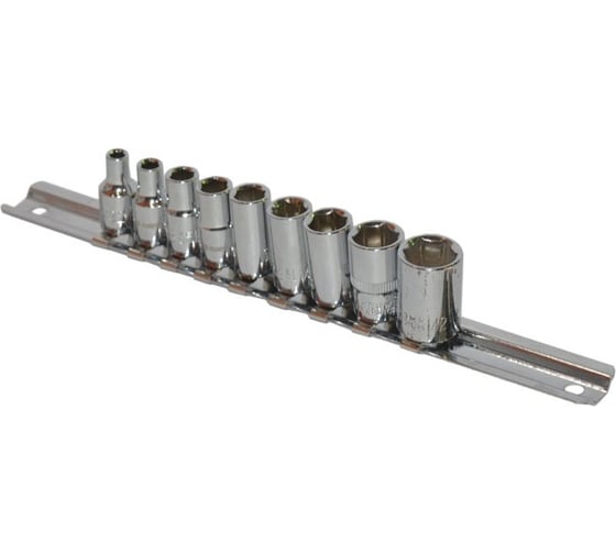 Набор головок дюймовых 9 предметов, 5/32"-1/2", 1/4"DR, 6-гр. на планке 201109S AIST 00-00007796