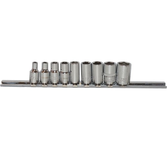 Набор головок дюймовых 9 предметов, 5/32"-1/2", 1/4"DR, 6-гр. на планке 201109S AIST 00-00007796
