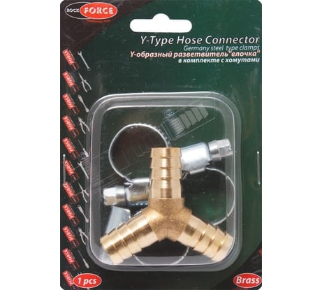 Разветвитель Y-образный елочка 10 мм с хомутами ROCKFORCE RF-E102-5/3(1770)