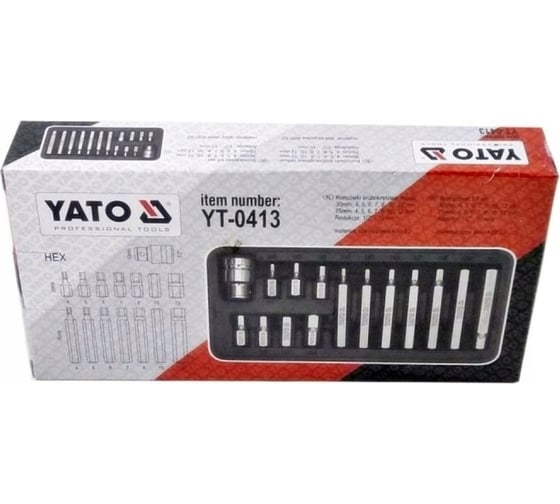 Набор бит HEX (15 шт; 1/2) YATO YT-0413