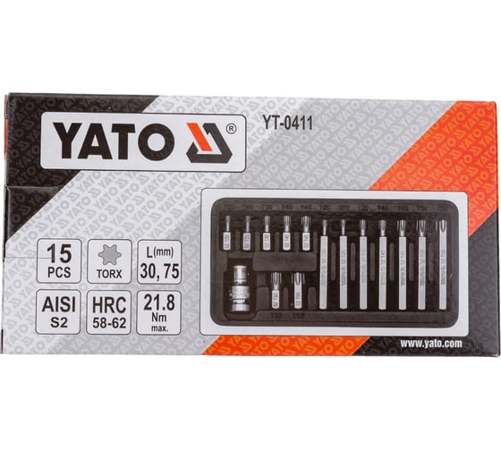 Набор бит YATO 1/2 15 предметов TORX YT-0411 36140411 092 1