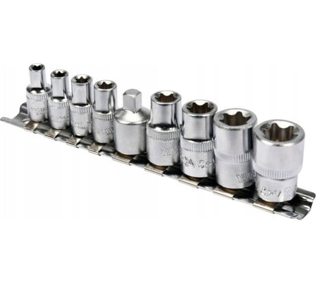 Набор торцовых головок YATO 1/4-3/8 TORX 9 предметов Е5-Е16 холдер YT-0520 37140520 092 1