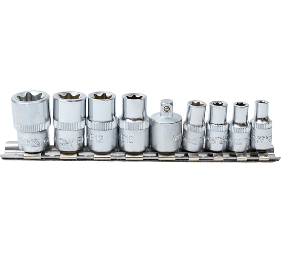 Набор торцовых головок YATO 1/4-3/8 TORX 9 предметов Е5-Е16 холдер YT-0520 37140520 092 1