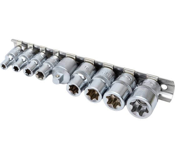 Набор торцовых головок YATO 1/4-3/8 TORX 9 предметов Е5-Е16 холдер YT-0520 37140520 092 1