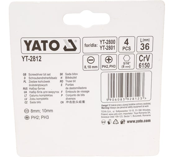 Набор бит (4 шт; 5/16) YATO YT-2812