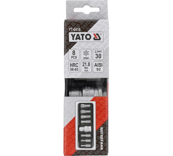 Набор бит RIBE (8 предметов; 1/2; М5-М14) YATO YT-0418