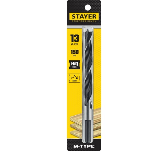 Сверло спиральное по дереву M-type Profesional (13 мм; HCS; М-образная заточка) Stayer 2942-150-13_z02