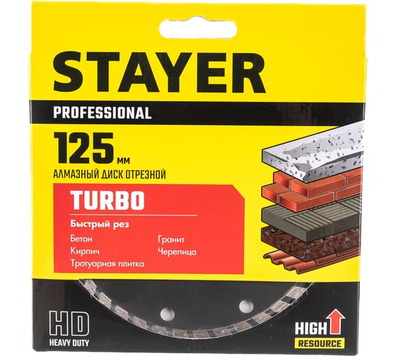 Диск алмазный отрезной PROGRESSIVE Professional по бетону кирпичу плитке 125 мм Stayer 3662-125_z02