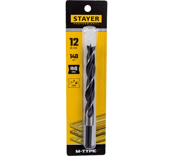 Сверло спиральное по дереву M-type Profesional (12 мм; HCS; М-образная заточка) Stayer 2942-140-12_z02 1