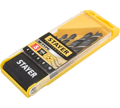 Набор сверл спиральных по дереву M-type Profesional (5 шт; 4-10 мм; HCS; М-образная заточка) Stayer 2942-H5_z02