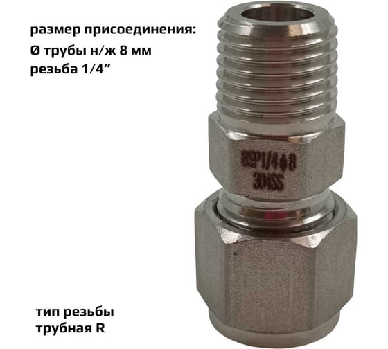 Фитинг пневматический прямой, резьба 1/4", тип резьбы: трубная R ArTorq FA-IOM-08-10RN