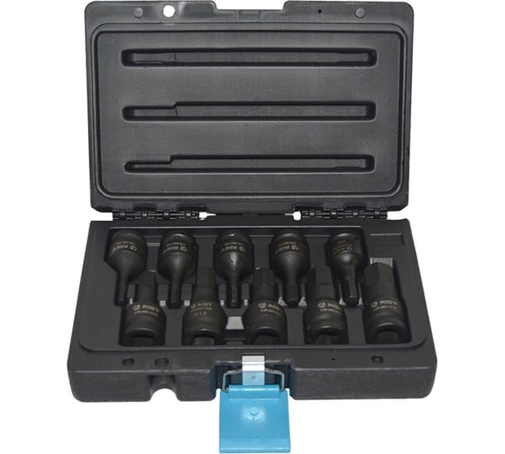 Набор головок-бит ударных шестигранных HEX H4-H19 1/2"DR, 10 предметов 4506810H AIST 00-00020039