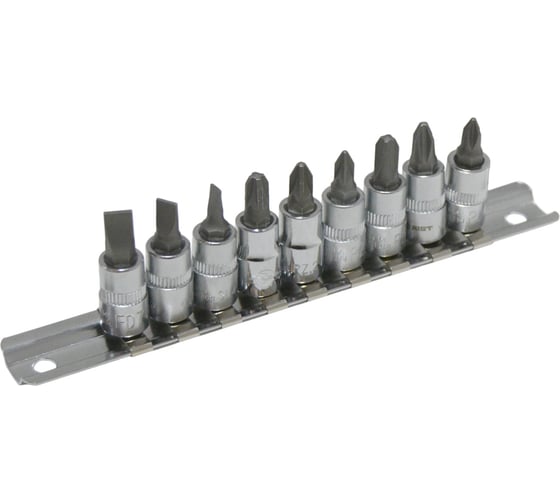 Набор головок-бит шлицевых SL и крестовых PH/PZ, 1/4"DR, 9 предметов 201809SPZ AIST 00-00026360